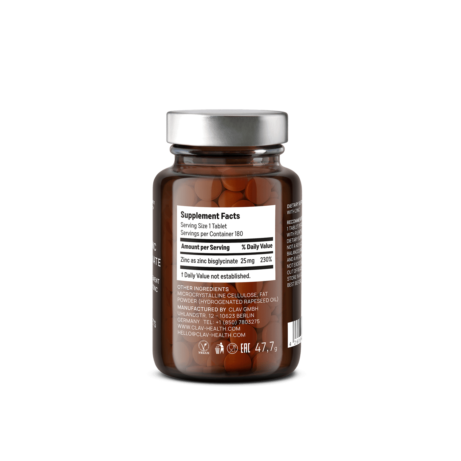 25mg-Zinc-Bisglycinate-Tablets Ingredients