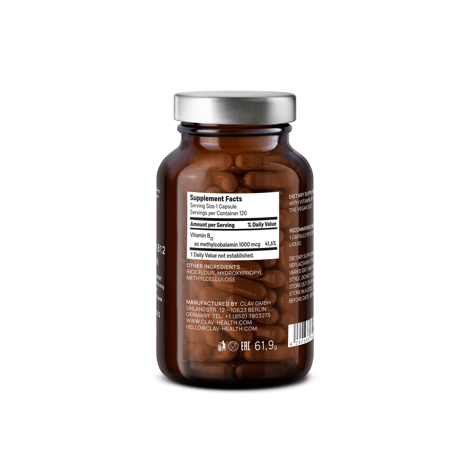 Vitamin B12 1000mcg Methylcobalamin Supplement Ingredients